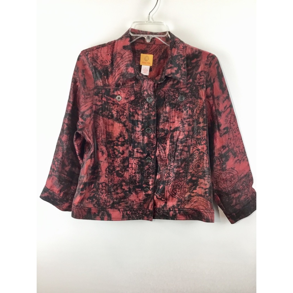 Ruby Rd Paisly Print Button Down Jacket Size 10 - image 1